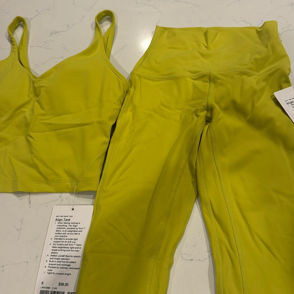 Lime green lululemon align set NWT
